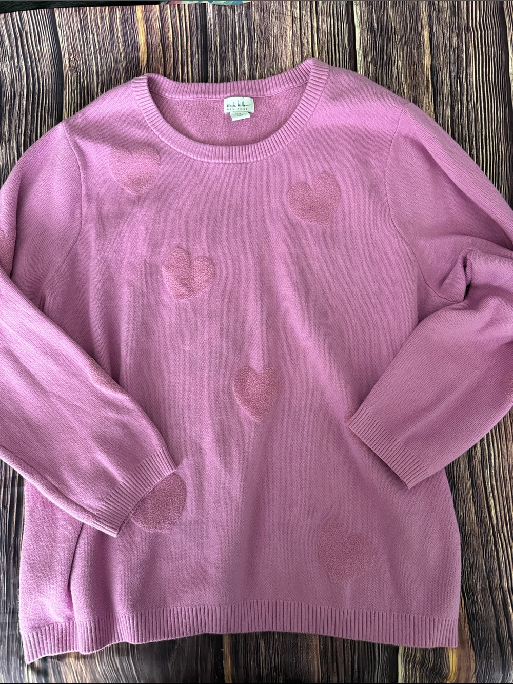 Women's Pink Heart Crewneck Sweater